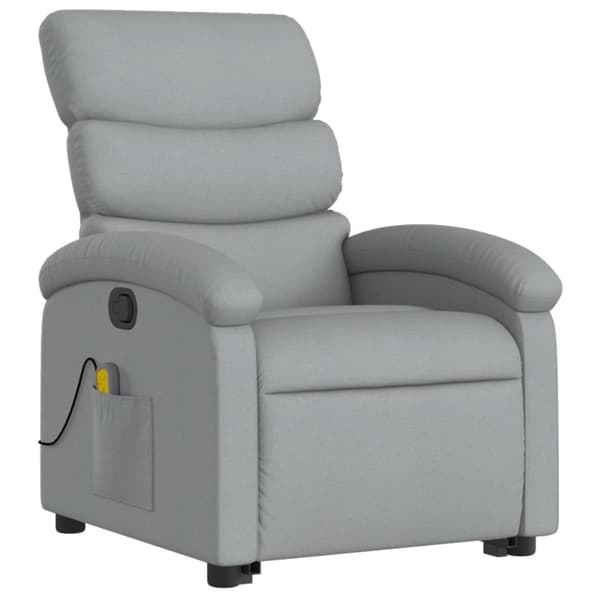 vidaXL Massagefåtölj med uppresningshjälp ljusgrå tyg