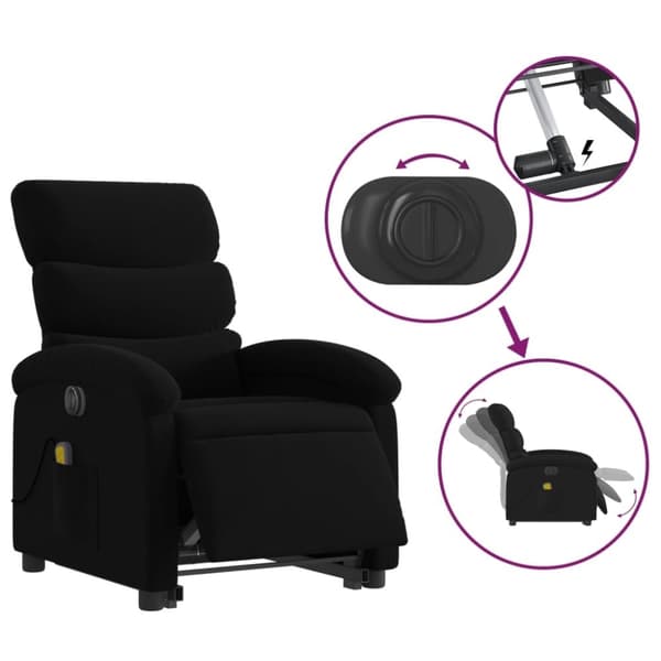 vidaXL elektrisk massagestol med løftefunktion stof sort