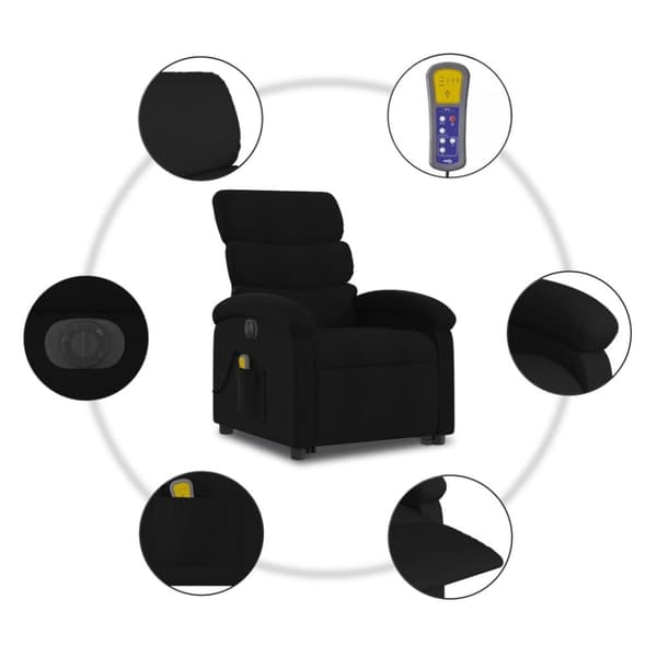 vidaXL elektrisk massagestol med løftefunktion stof sort
