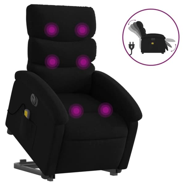 vidaXL elektrisk massagestol med løftefunktion stof sort