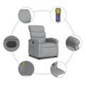 Miniatyrbild 7 av 11: vidaXL Elektrisk massagefåtölj med uppresningshjälp ljusgrå tyg