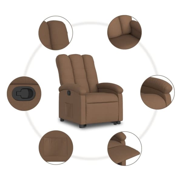 vidaXL Reclinerfåtölj med uppresningshjälp brun tyg