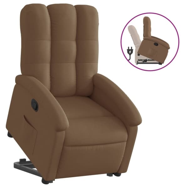 vidaXL Reclinerfåtölj med uppresningshjälp brun tyg