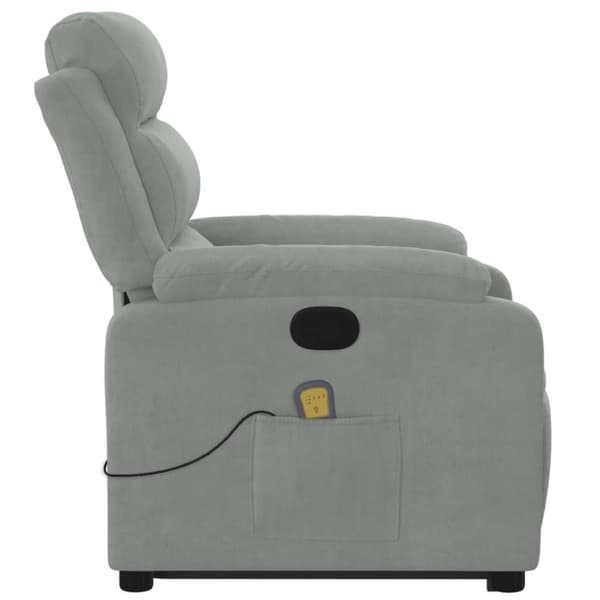 vidaXL Massagefåtölj med uppresningshjälp ljusgrå sammet