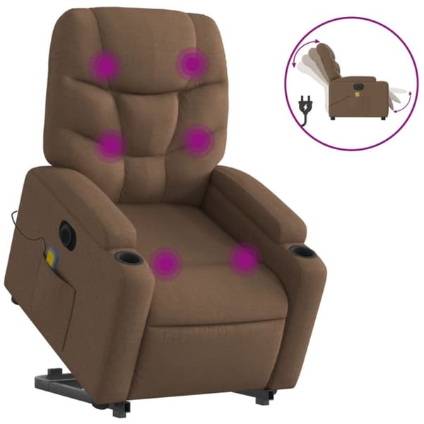 vidaXL elektrisk massagestol med løftefunktion stof brun