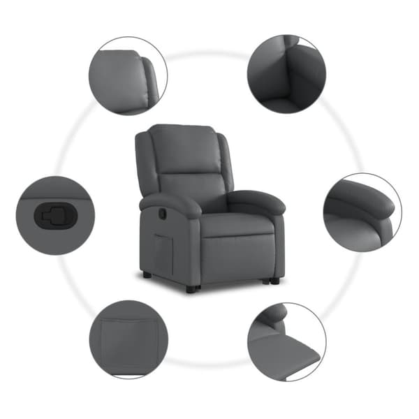 vidaXL Reclinerfåtölj med uppresningshjälp grå konstläder
