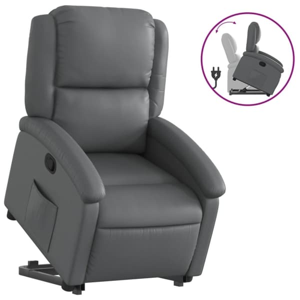 vidaXL Reclinerfåtölj med uppresningshjälp grå konstläder