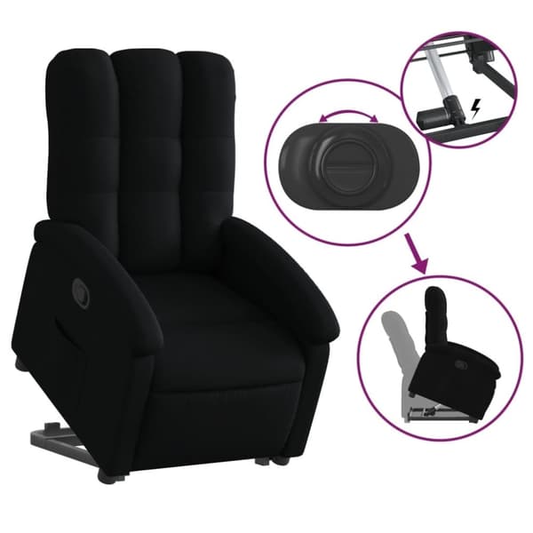 vidaXL Reclinerfåtölj med uppresningshjälp svart tyg