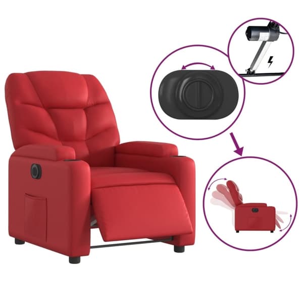 vidaXL Elektrisk reclinerfåtölj röd konstläder