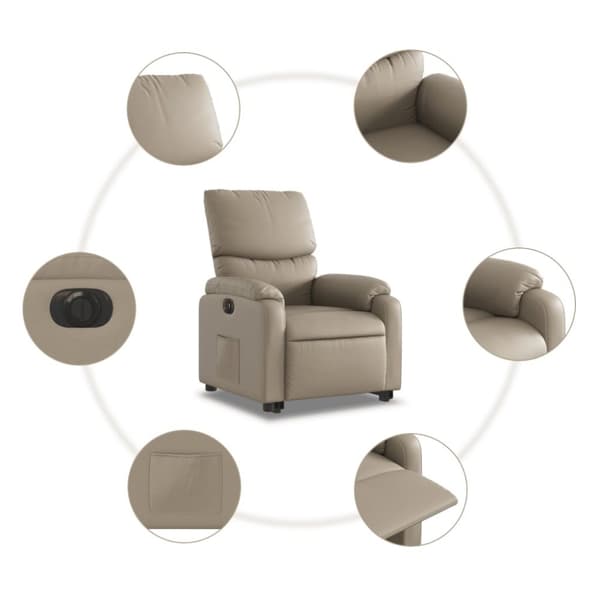 vidaXL Reclinerfåtölj med uppresningshjälp cappuccino konstläder