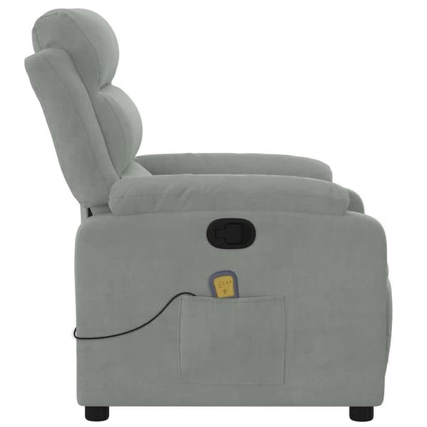 vidaXL Massagefåtölj ljusgrå sammet
