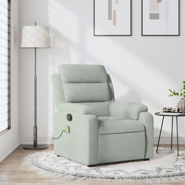 vidaXL massagestol velour lysegrå
