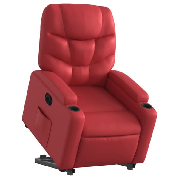 vidaXL Reclinerfåtölj med uppresningshjälp röd konstläder