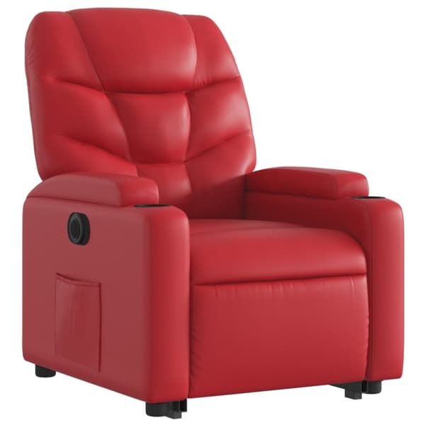 vidaXL Reclinerfåtölj med uppresningshjälp röd konstläder