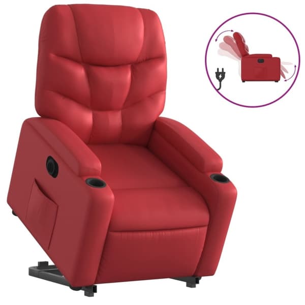 vidaXL Reclinerfåtölj med uppresningshjälp röd konstläder