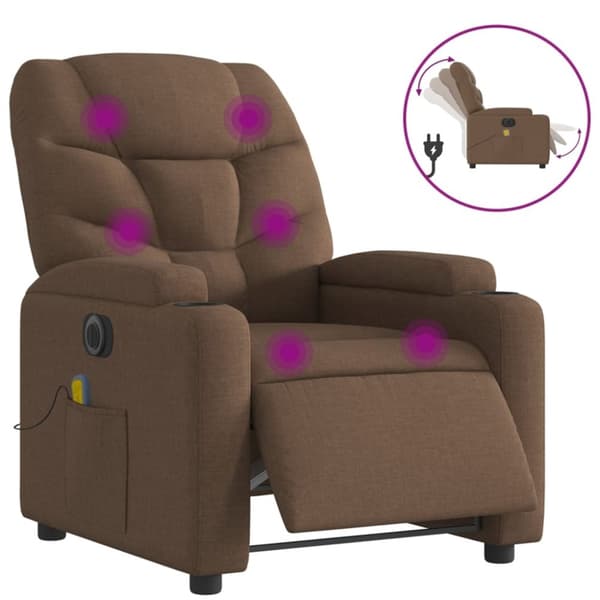 vidaXL Elektrisk massagefåtölj brun tyg