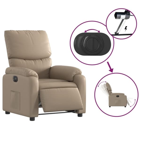 vidaXL Elektrisk reclinerfåtölj cappuccino konstläder