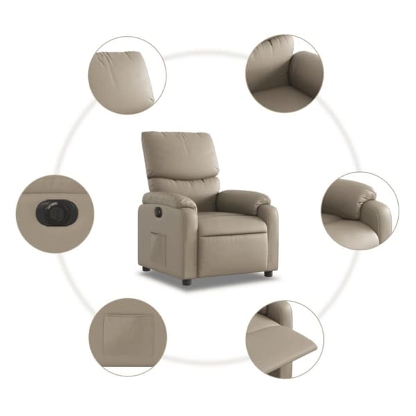 vidaXL Elektrisk reclinerfåtölj cappuccino konstläder