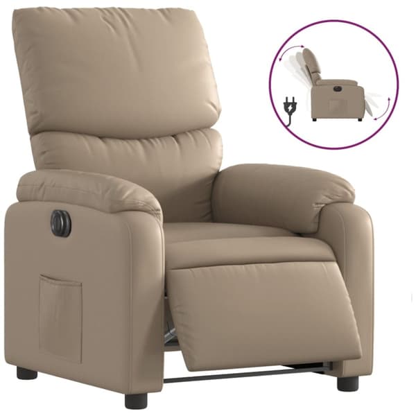 vidaXL Elektrisk reclinerfåtölj cappuccino konstläder
