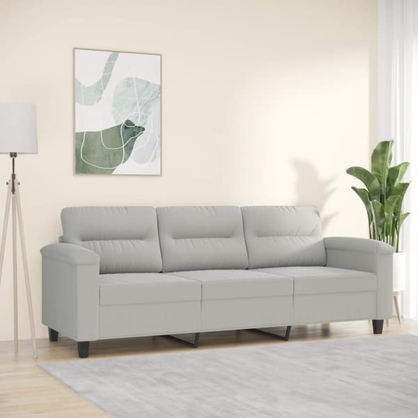vidaXL 3-personers sofa 180 cm mikrofiberstof lysegrå