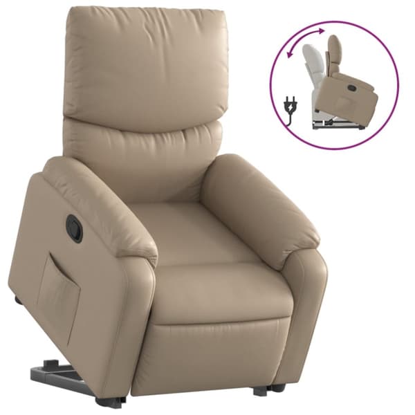 vidaXL Reclinerfåtölj med uppresningshjälp cappuccino konstläder