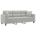 Miniatyrbillede 2 af 8: vidaXL 3-personers sofa med puder 180 cm mikrofiberstof lysegrå