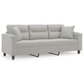 Miniatyrbillede 1 af 8: vidaXL 3-personers sofa med puder 180 cm mikrofiberstof lysegrå