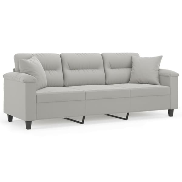 vidaXL 3-personers sofa med puder 180 cm mikrofiberstof lysegrå