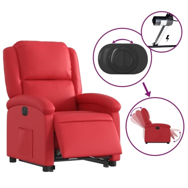 vidaXL Reclinerfåtölj med uppresningshjälp röd konstläder