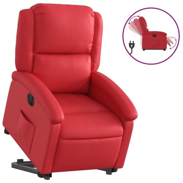 vidaXL Reclinerfåtölj med uppresningshjälp röd konstläder