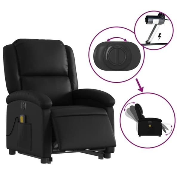 vidaXL massagestol med løftefunktion kunstlæder sort