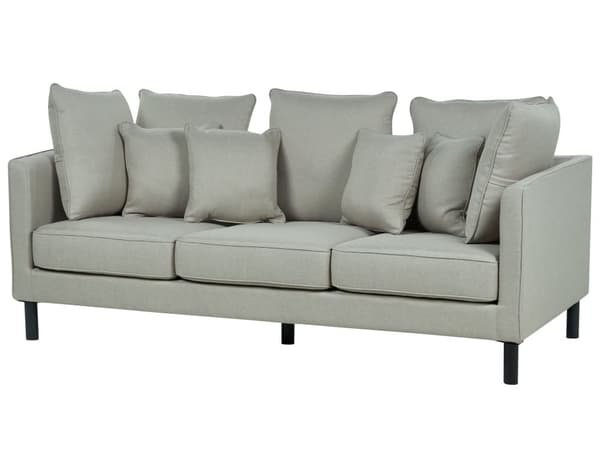 Sofa Grå Polyester 3-seter Polstret Metallben Puter Vintage design Stue
