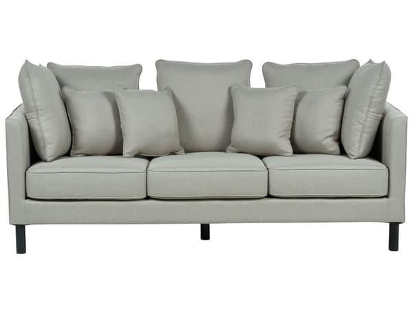 Sofa Grå Polyester 3-seter Polstret Metallben Puter Vintage design Stue
