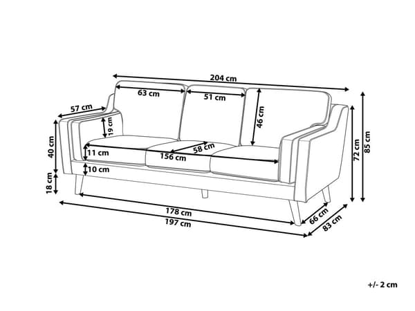 3-seters sofa Beige Stoff Ben Eiketre Doble Armlener Tykt polstrede puter Klassisk design Stue
