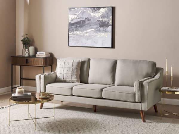 3-seters sofa Beige Stoff Ben Eiketre Doble Armlener Tykt polstrede puter Klassisk design Stue