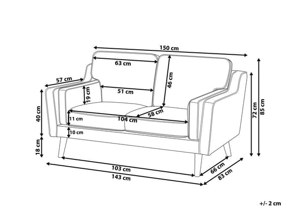 2-seters sofa Beige Stoff Ben Eiketre Doble Armlener Tykt polstrede puter Klassisk design Stue