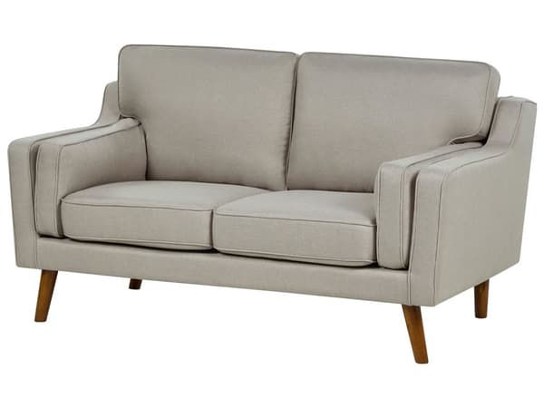 2-seters sofa Beige Stoff Ben Eiketre Doble Armlener Tykt polstrede puter Klassisk design Stue