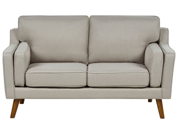 2-seters sofa Beige Stoff Ben Eiketre Doble Armlener Tykt polstrede puter Klassisk design Stue