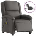 Miniatyrbild 2 av 11: vidaXL Elektrisk reclinerfåtölj grå äkta läder