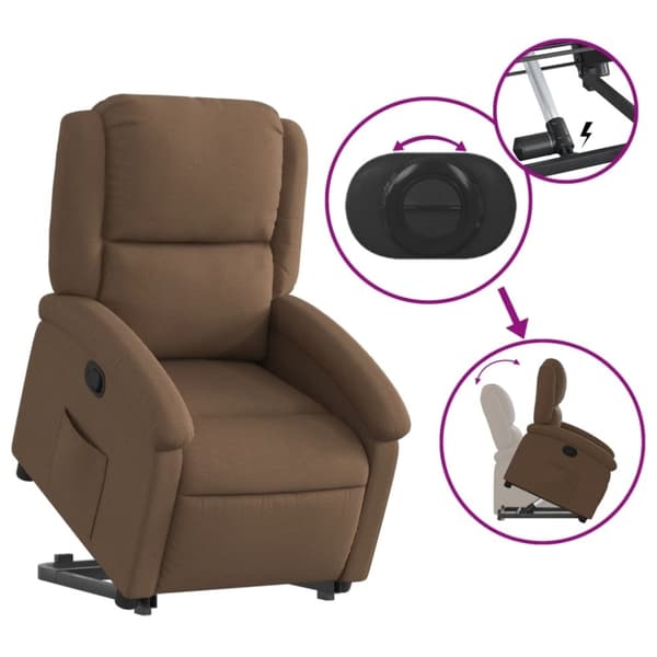 vidaXL Reclinerfåtölj med uppresningshjälp brun tyg