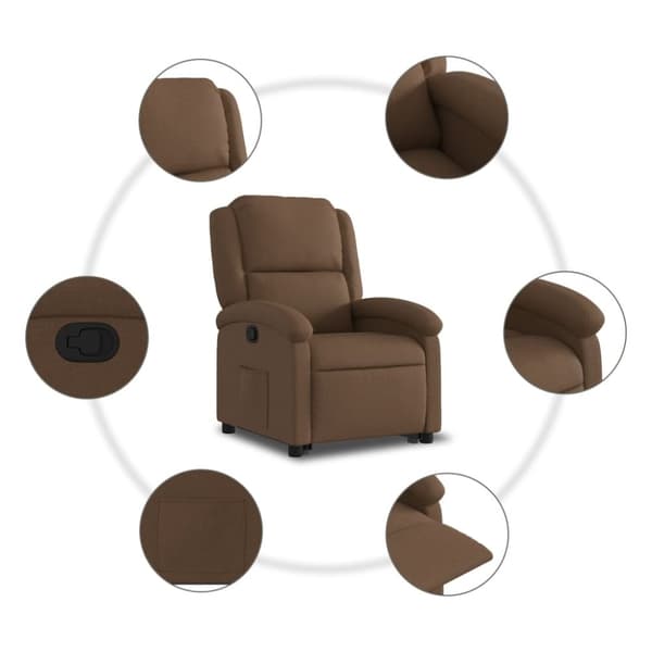 vidaXL Reclinerfåtölj med uppresningshjälp brun tyg