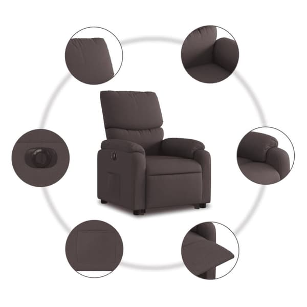 vidaXL Elektrisk reclinerfåtölj med uppresningshjälp brun tyg