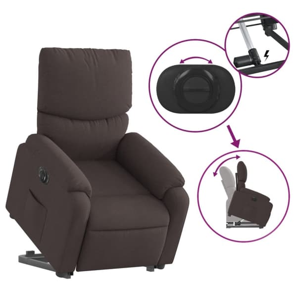 vidaXL Elektrisk reclinerfåtölj med uppresningshjälp brun tyg