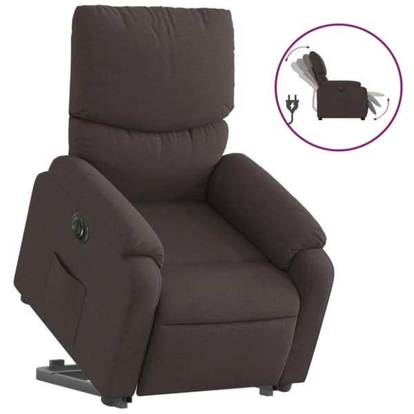 vidaXL Elektrisk reclinerfåtölj med uppresningshjälp brun tyg