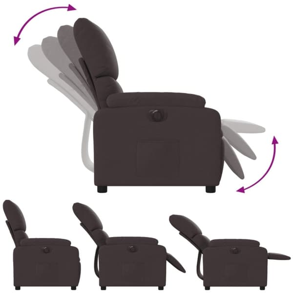 vidaXL Elektrisk reclinerfåtölj mörkbrun tyg