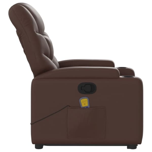 vidaXL Massagefåtölj med uppresningshjälp brun konstläder