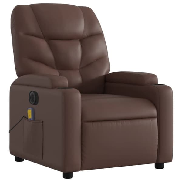vidaXL Elektrisk massagefåtölj brun konstläder