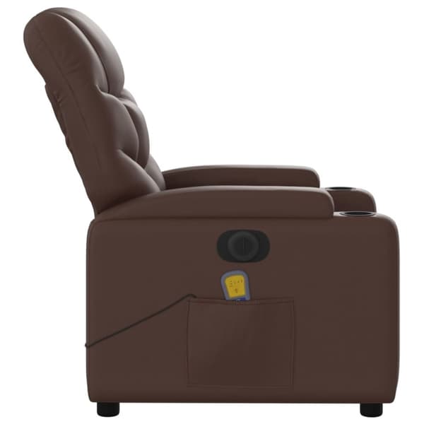 vidaXL Elektrisk massagefåtölj brun konstläder