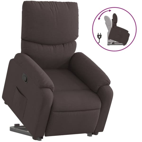 vidaXL Reclinerfåtölj med uppresningshjälp mörkbrun tyg
