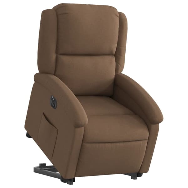 vidaXL Elektrisk reclinerfåtölj med uppresningshjälp brun tyg